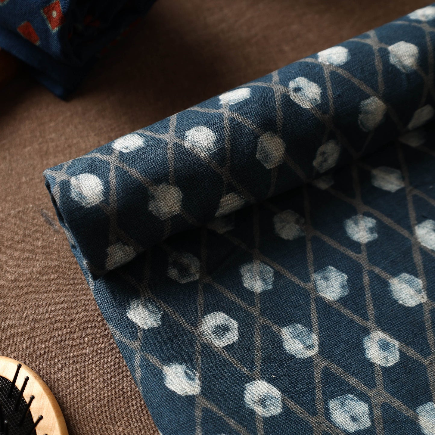 Blue Akola Block Printed Pure Handloom Cotton Towel 