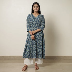 Buy Akola Hand Block Printed Cotton A-Line Kurta for Women