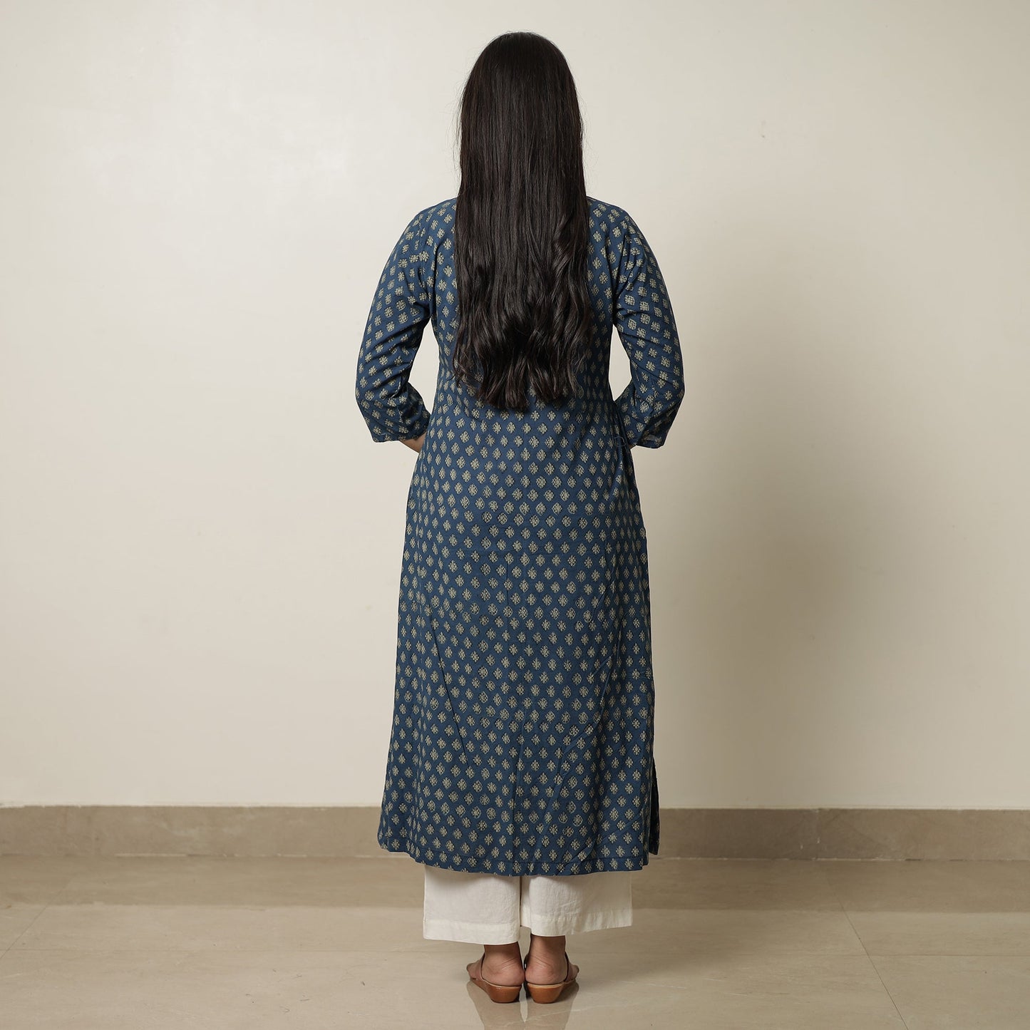  Akola Hand Block Printed Cotton Long A-Line Kurta 18 Online 