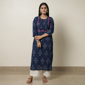 Buy Akola Hand Block Printed Cotton Pintuck Straight Kurta 06 Online at iTokri.com