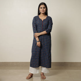 Buy Akola Hand Block Printed Cotton Straight Kurta 02 Online at iTokri.com
