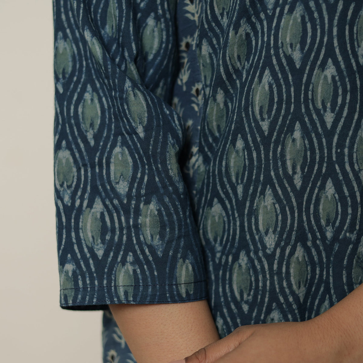 Blue - Akola Hand Block Printed Cotton Straight Kurta 29