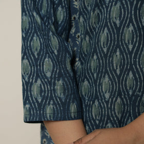 Blue - Akola Hand Block Printed Cotton Straight Kurta 29