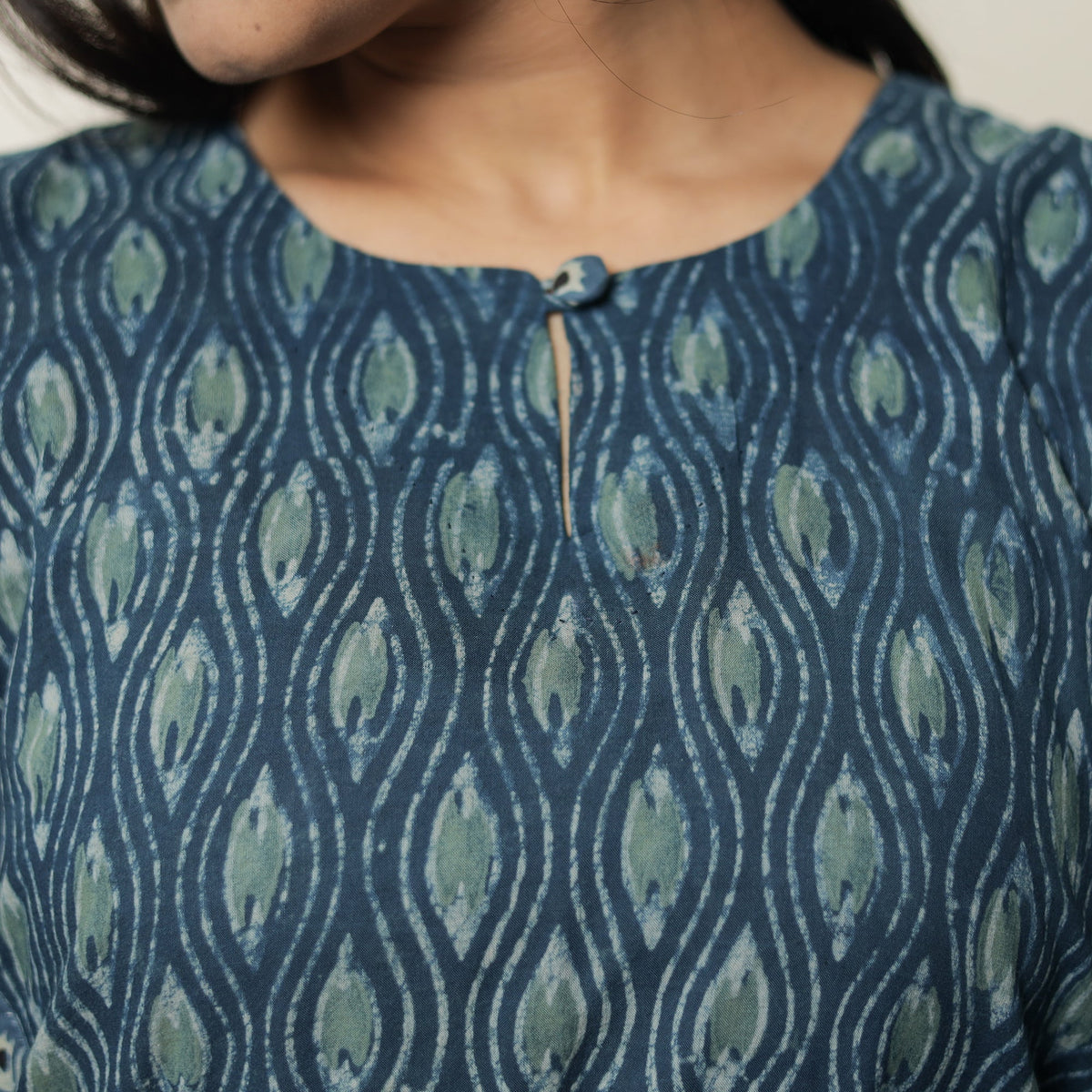Blue - Akola Hand Block Printed Cotton Straight Kurta 29