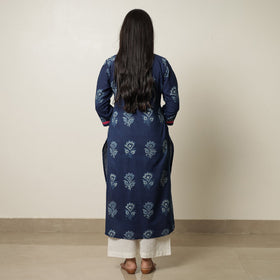 Buy Akola Hand Block Printed Cotton Straight Kurta with Kutch Embroidery Patchwork 27 Online at iTokri.com