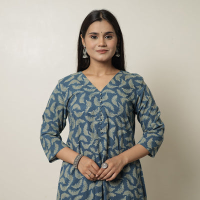 Buy Akola Hand Block Printed Cotton A-Line Kurta for Women