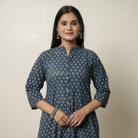  Akola Hand Block Printed Cotton Long A-Line Kurta 18 Online 
