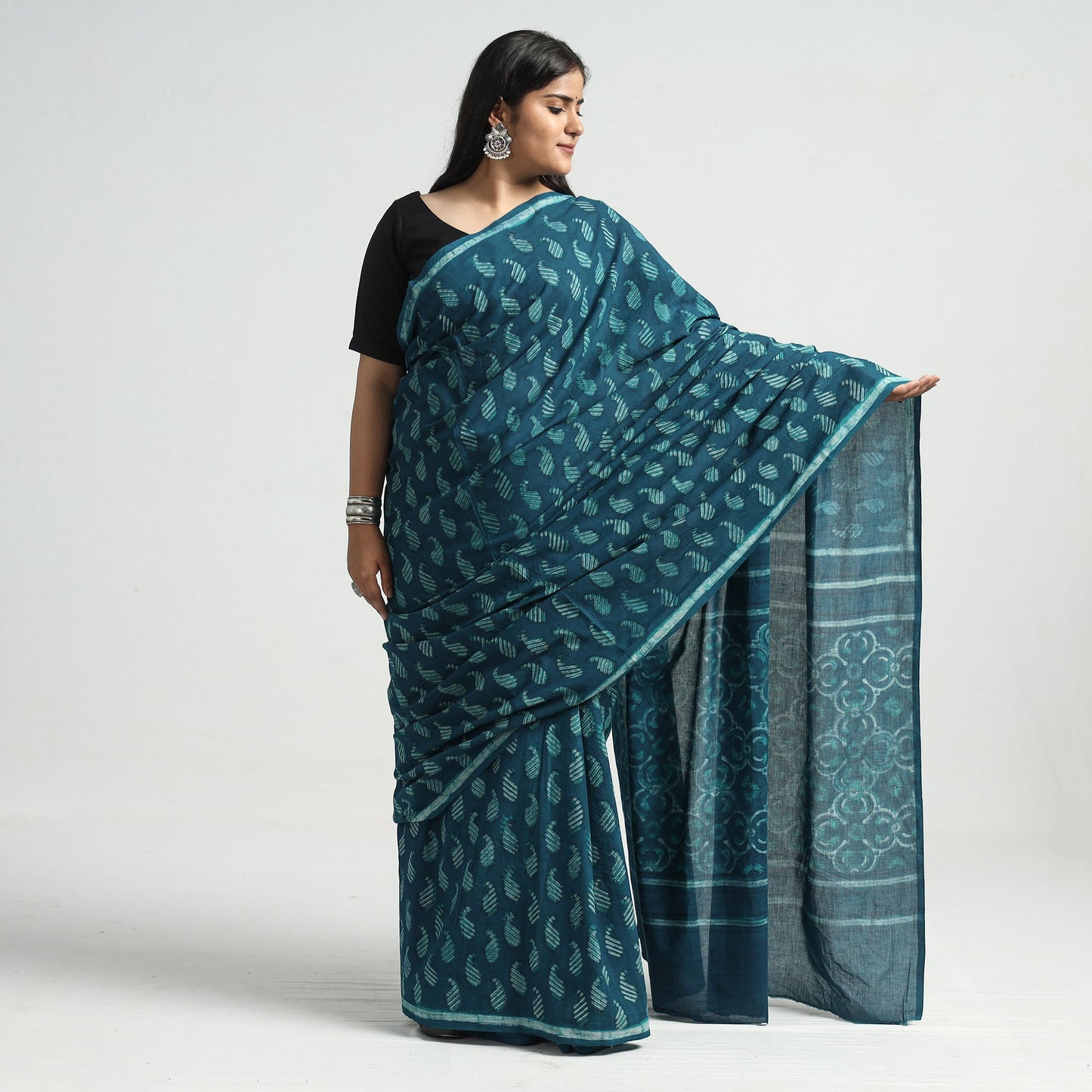  Akola Hand Block Printed Cotton Saree 
