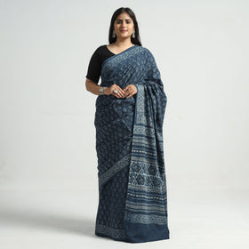 Buy Akola Hand Block Printed Cotton Saree Online at iTokri.com