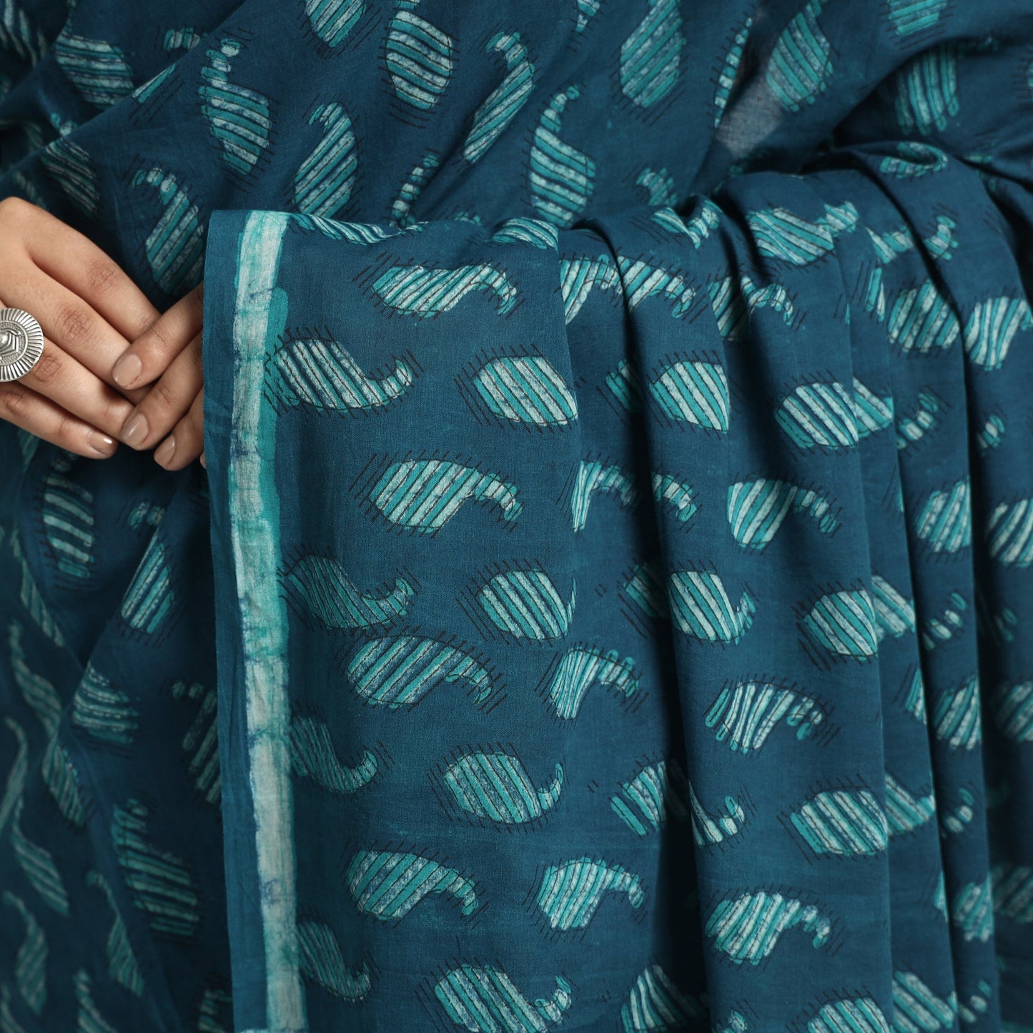  Akola Hand Block Printed Cotton Saree 