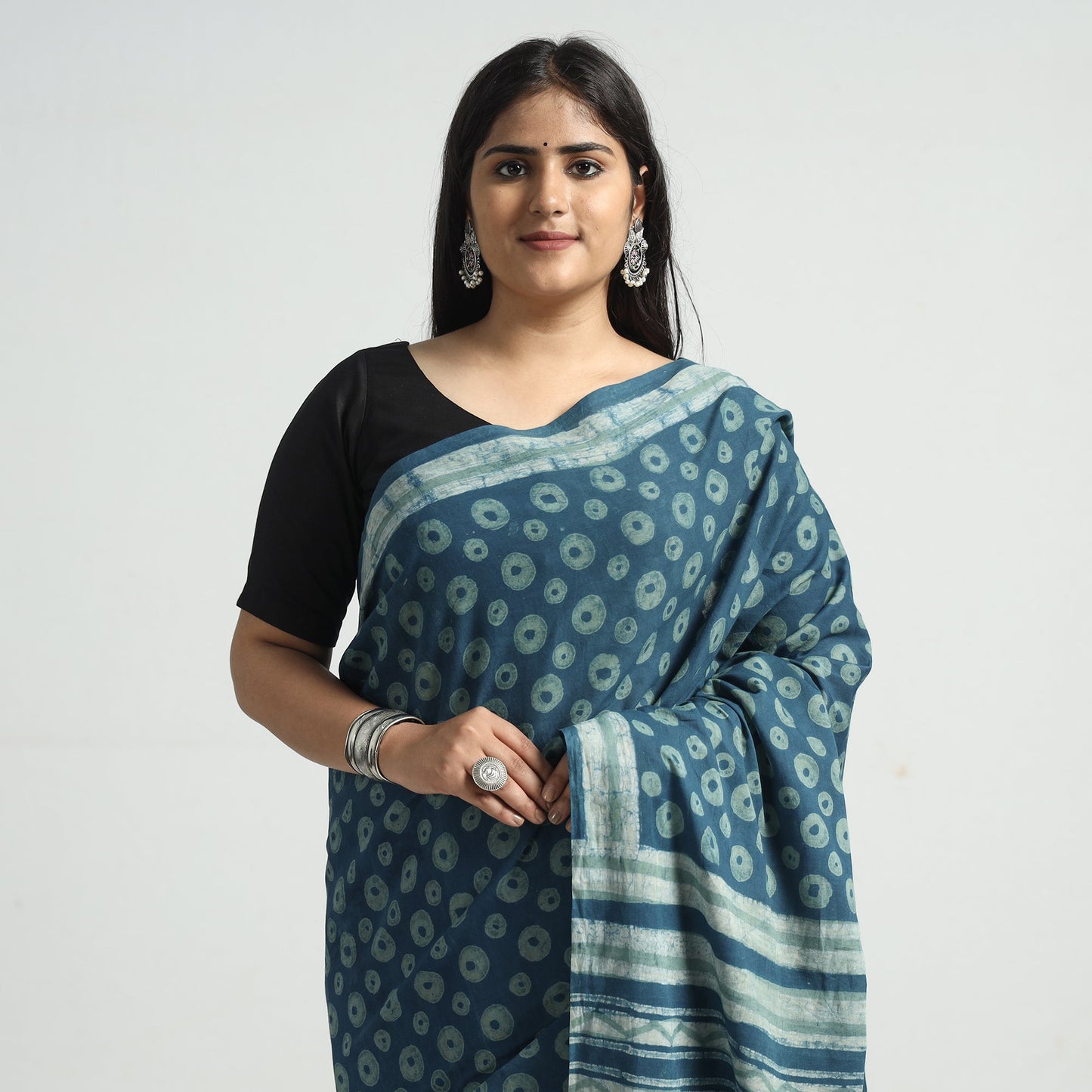 block printed saree