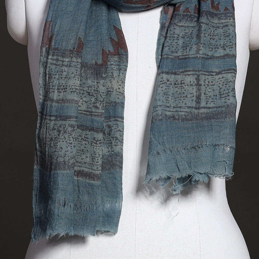  Akola Block Printed Pure Woolen Stole 