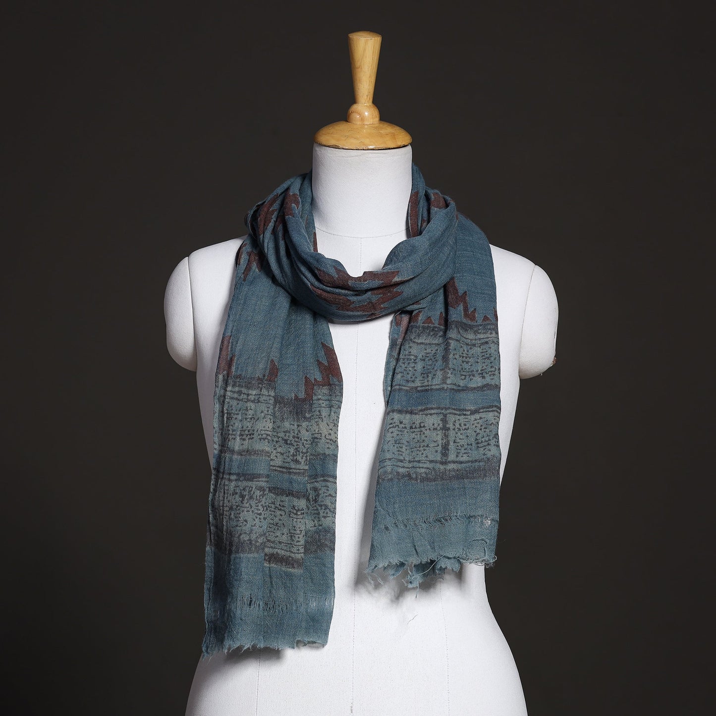  Akola Block Printed Pure Woolen Stole 