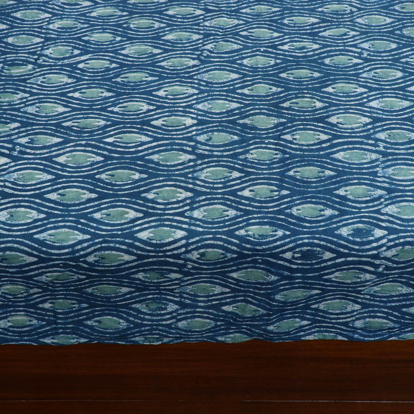 Blue Akola Print with Kalamkari Patch Cotton Bedsheet Set