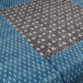 Blue Akola Print with Kalamkari Patch Cotton Bedsheet Set