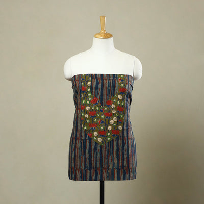 Blue - akola patchwork cotton unstitched kurta material