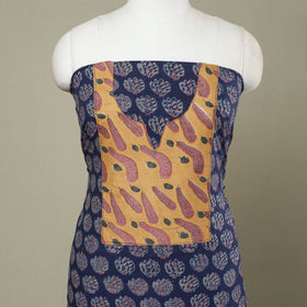 Blue - akola patchwork cotton unstitched kurta material