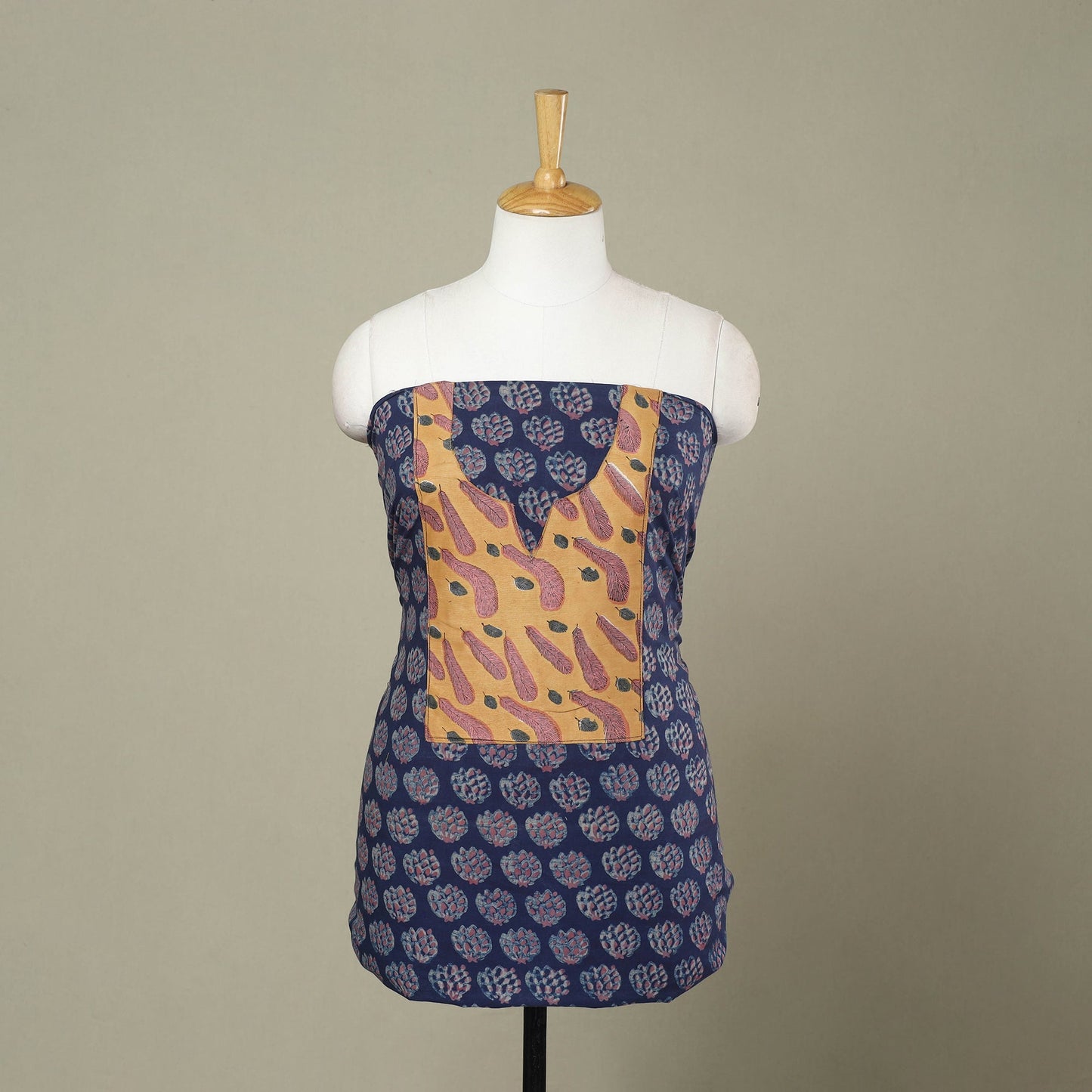 Blue - akola patchwork cotton unstitched kurta material