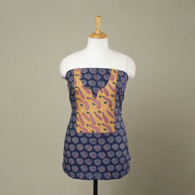 Blue - akola patchwork cotton unstitched kurta material