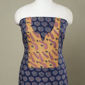 Blue - akola patchwork cotton unstitched kurta material