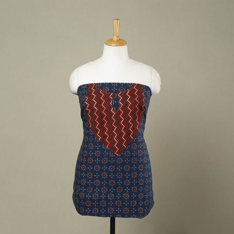 Buy Blue Akola Print Patchwork Cotton Kurta Material 