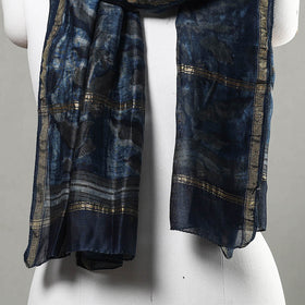 Akola Block Printed Chanderi Silk Handloom Stole with Zari Border