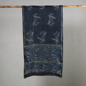 Akola Block Printed Chanderi Silk Handloom Stole with Zari Border