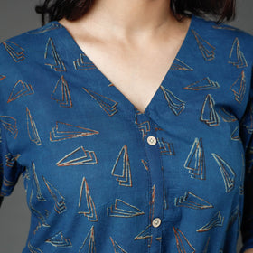 Buy Akola Block Printed Cotton A-Line Long Kurta Online l iTokri.com