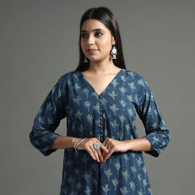  Akola Block Printed Cotton A-Line Long Kurta 
