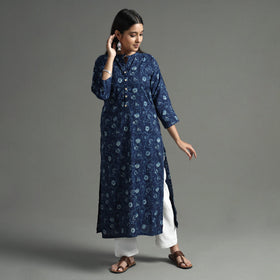 Akola Block Printed Cotton Long Straight Kurta 