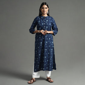  Akola Block Printed Cotton Long Straight Kurta 