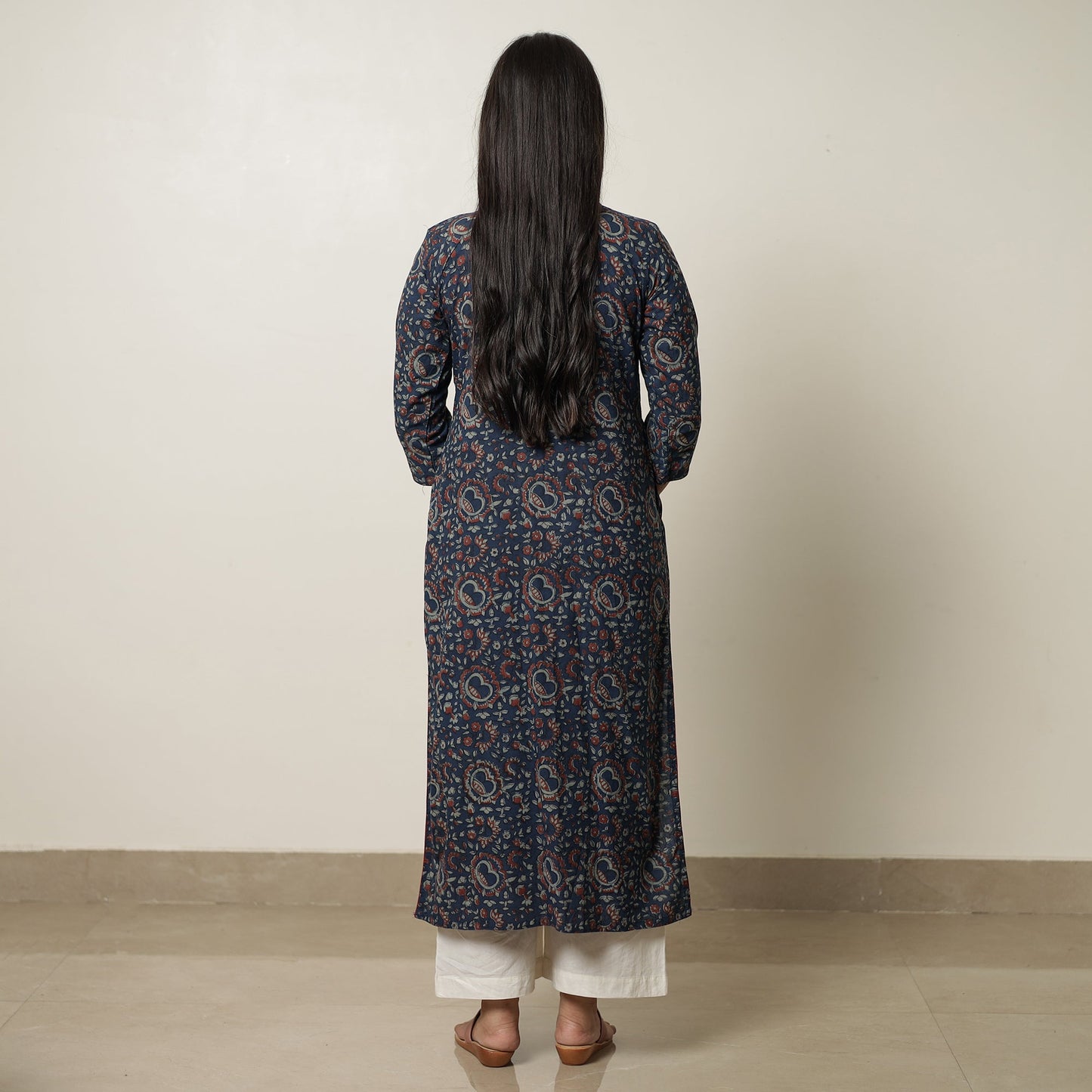  Akola Block Printed Cotton Straight Long Kurta 