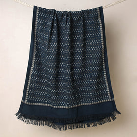 Blue Akola Block Printed Pure Handloom Cotton Towel 