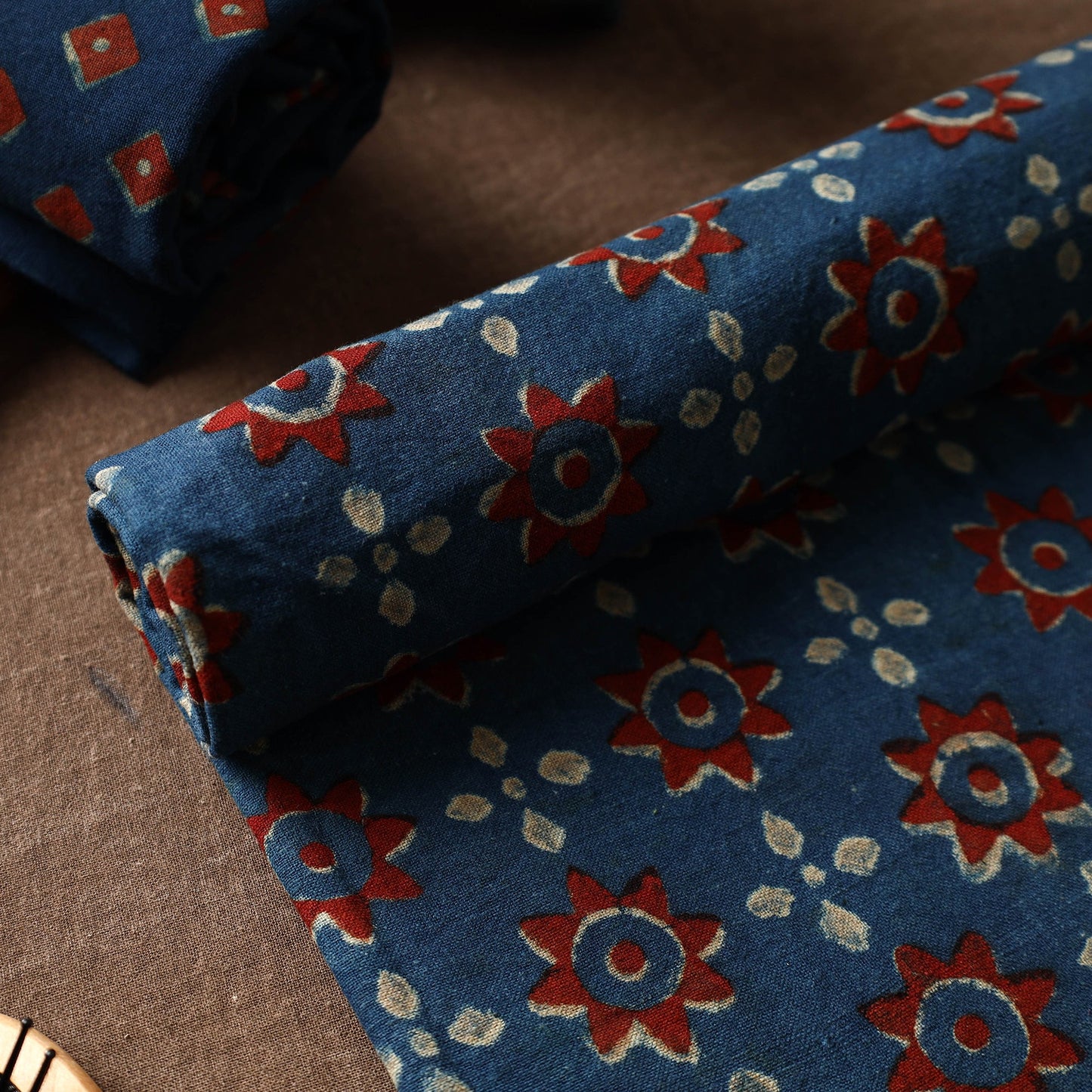 Blue Akola Block Printed Pure Handloom Cotton Towel 