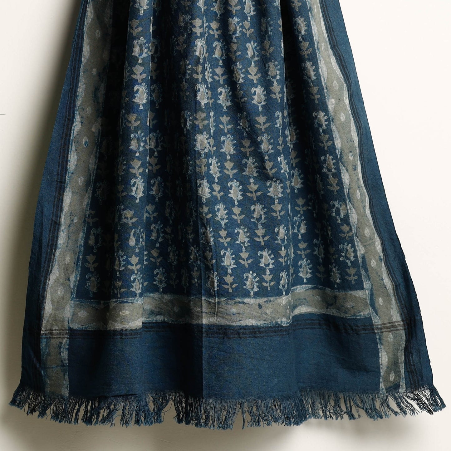 Blue Akola Block Printed Pure Handloom Cotton Towel 