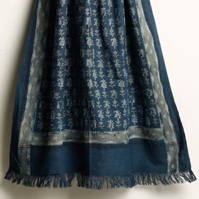 Blue Akola Block Printed Pure Handloom Cotton Towel 