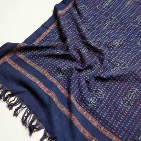 Blue Akola Block Printed Pure Handloom Cotton Towel 