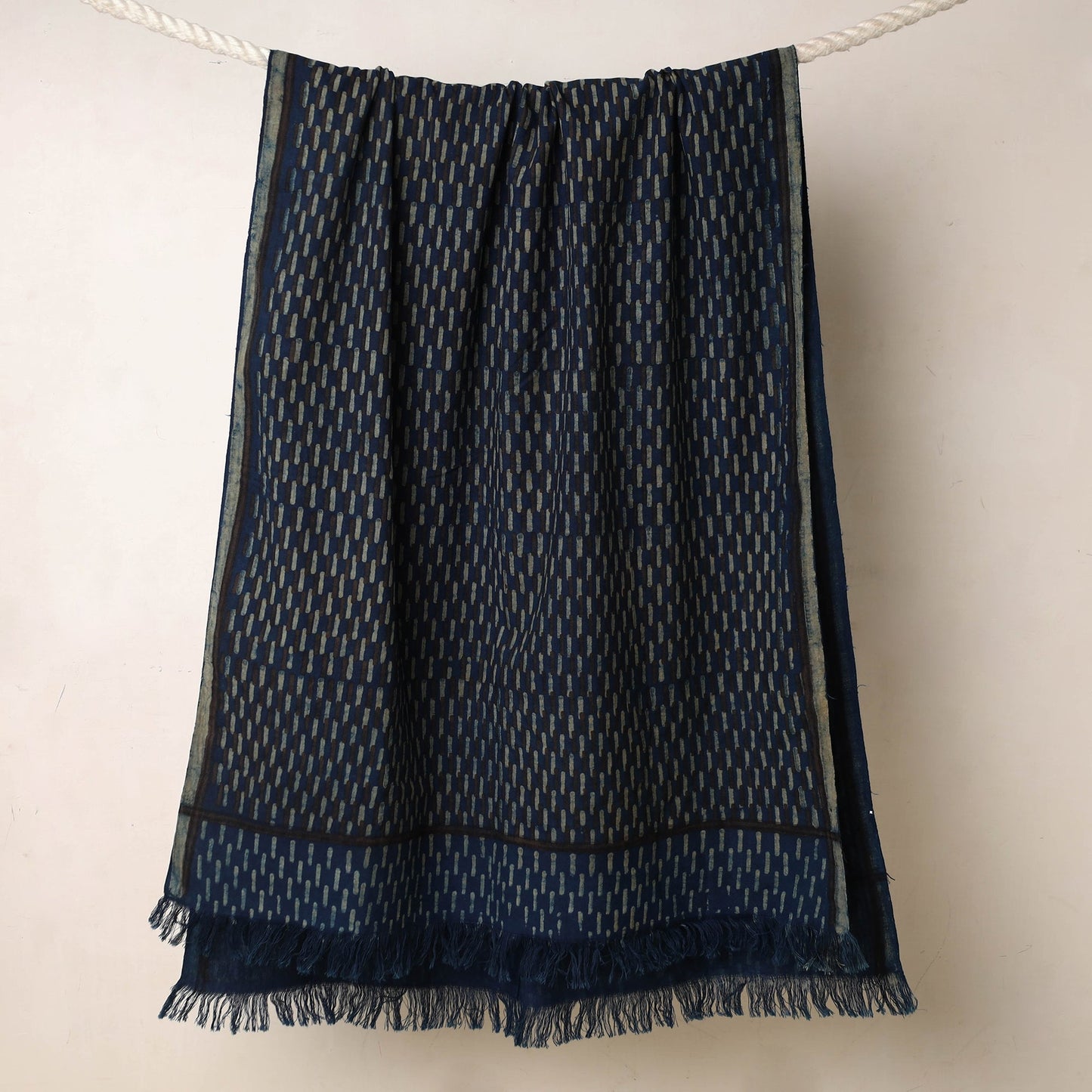 Blue Akola Block Printed Pure Handloom Cotton Towel 