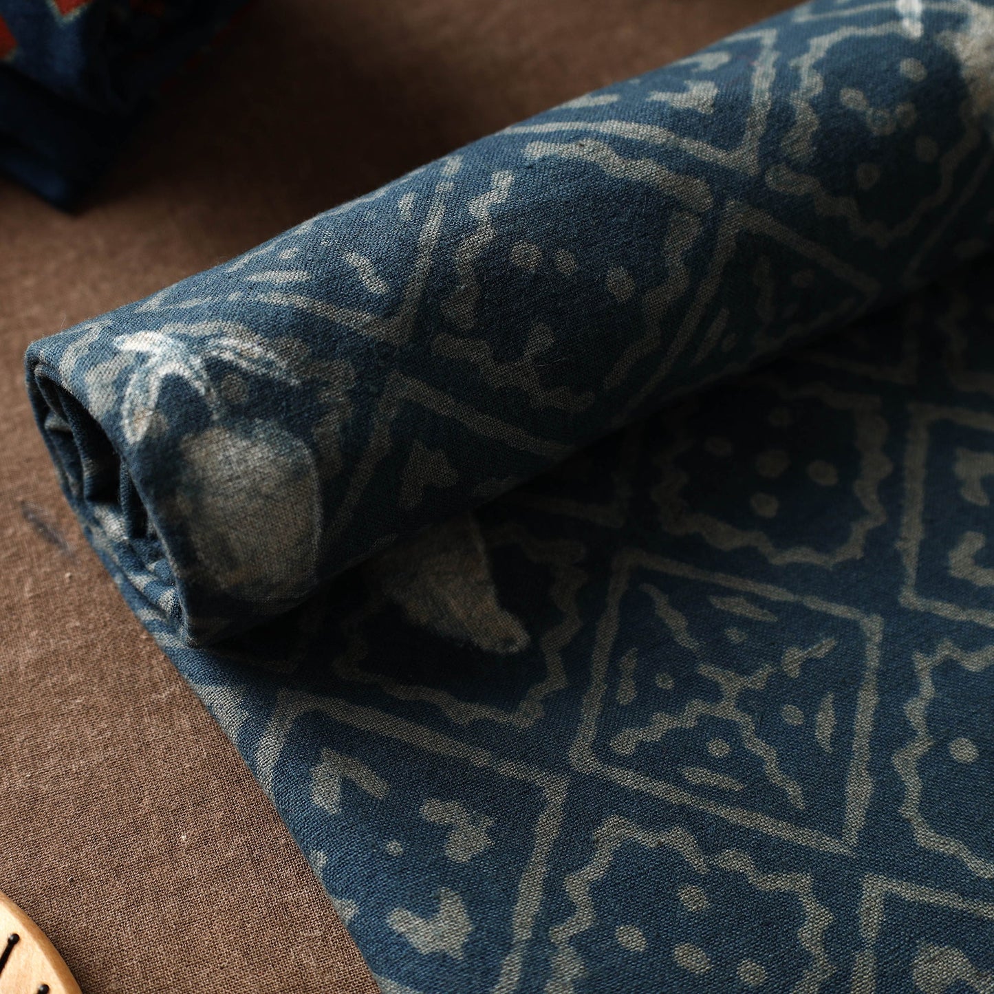 Blue Akola Block Printed Pure Handloom Cotton Towel 