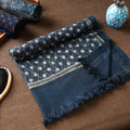 Blue Akola Block Printed Pure Handloom Cotton Towel 