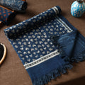 Blue Akola Block Printed Pure Handloom Cotton Towel 