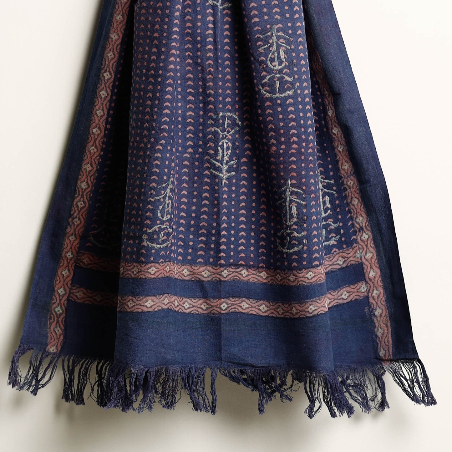 Blue Akola Block Printed Pure Handloom Cotton Towel 