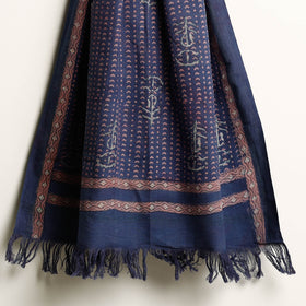 Blue Akola Block Printed Pure Handloom Cotton Towel 