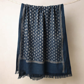 Blue Akola Block Printed Pure Handloom Cotton Towel 