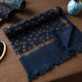 Blue Akola Block Printed Pure Handloom Cotton Towel 