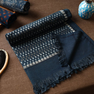 Blue Akola Block Printed Pure Handloom Cotton Towel 