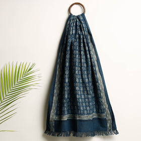 Blue Akola Block Printed Pure Handloom Cotton Towel 