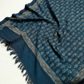 Blue Akola Block Printed Pure Handloom Cotton Towel 