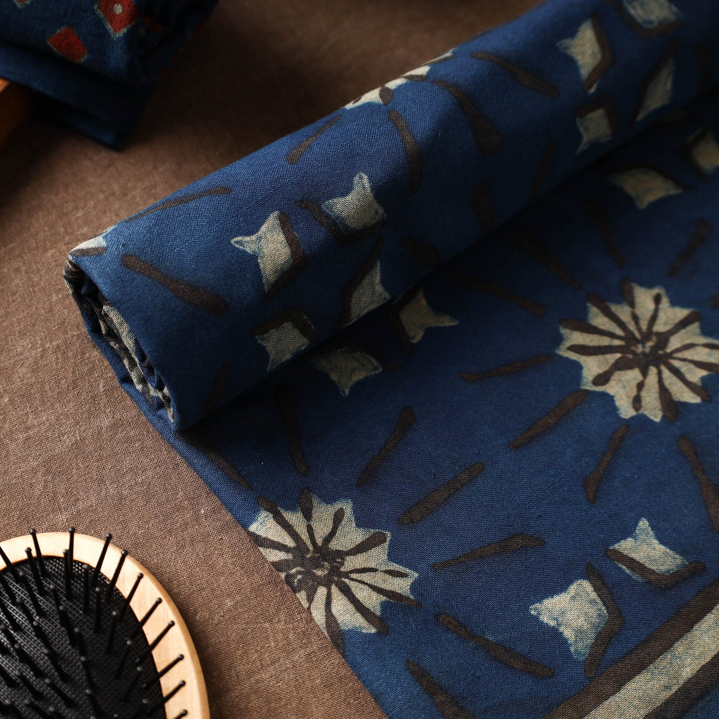 Blue Akola Block Printed Pure Handloom Cotton Towel 