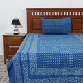 Blue - Akola Block Printing Jhiri Pure Handloom Cotton Single Bedcover (94 x 59 in)